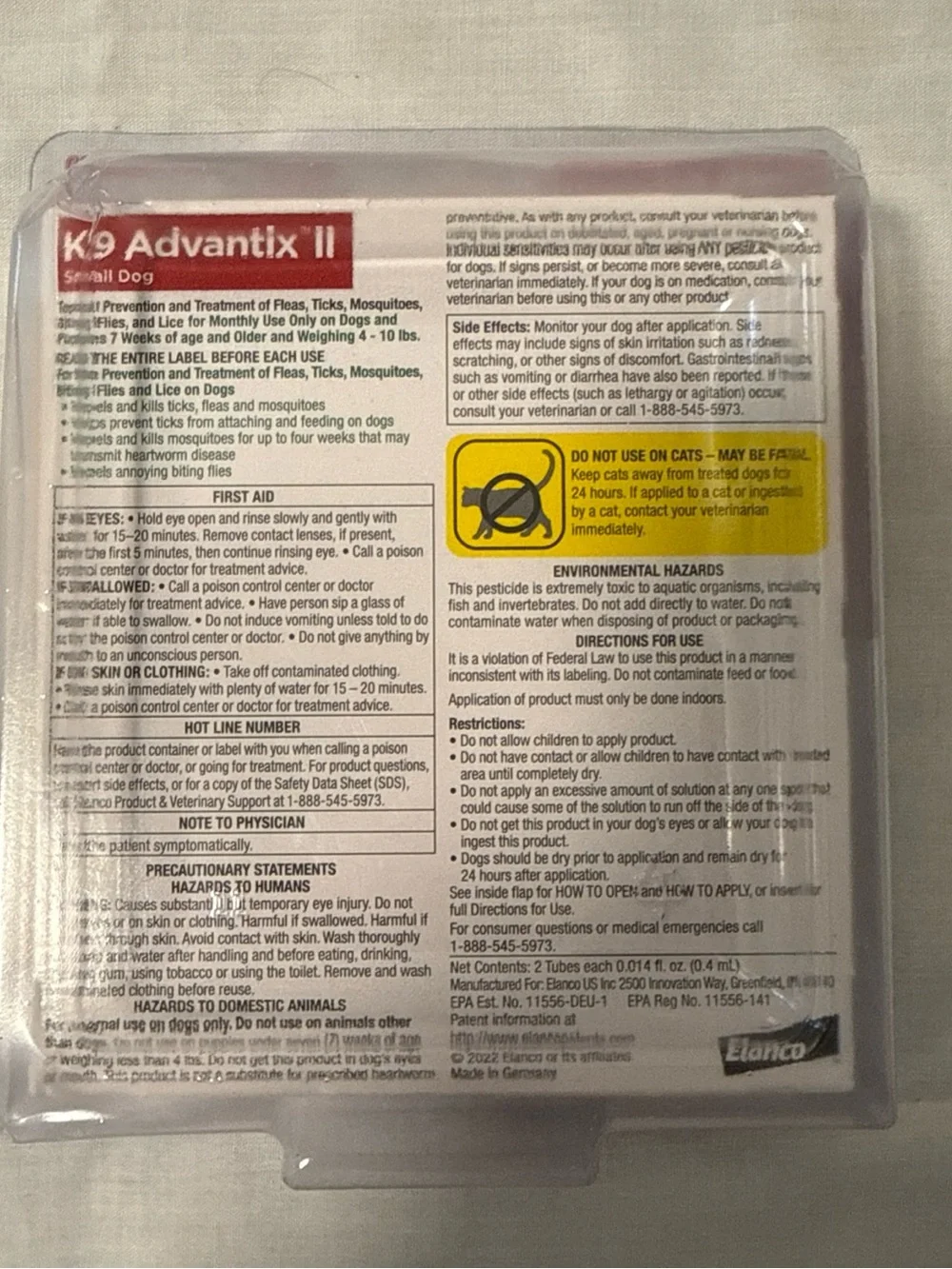 Elan K9 Advantix II Small Dog Flea & Tick Treatment - Red